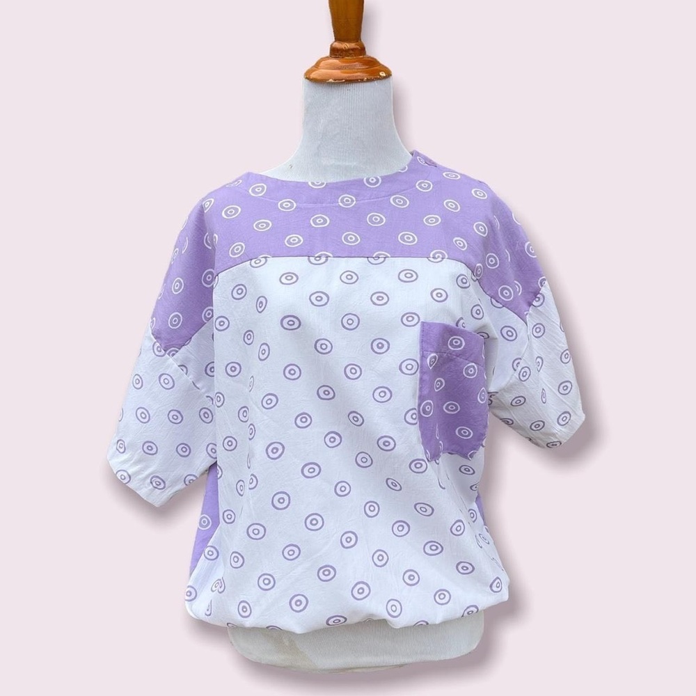 Vintage purple polka dot Fashion Sport boat neck tee